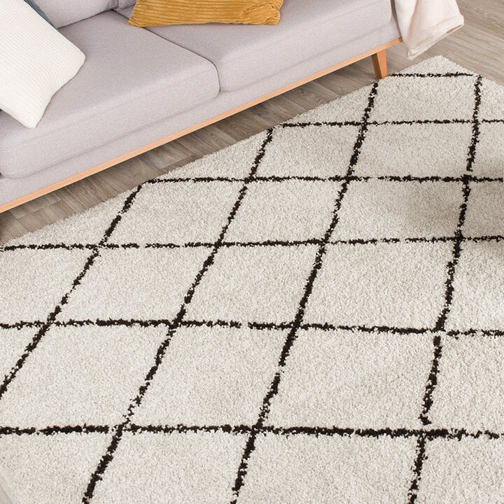 Teppich Hochflor - Grand Lines Creme Schwarz - 6