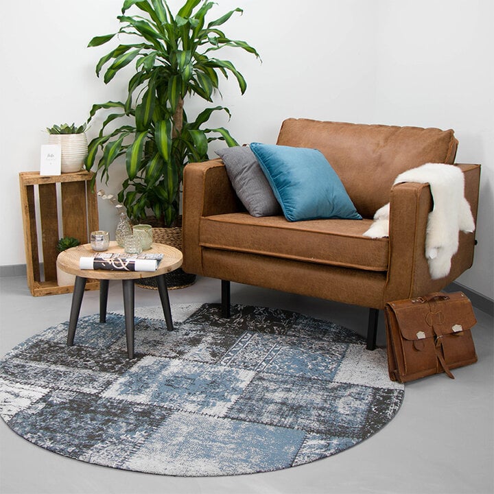 Teppich Patchwork Rund - Dreams Grau Blau - 2