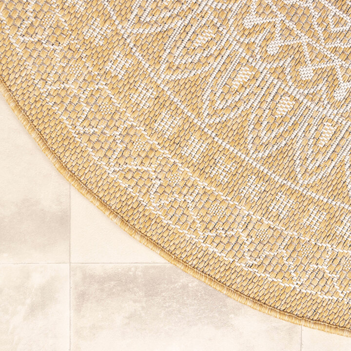 In- & Outdoor Teppich Rund - Summer Azteca Gelb - 7