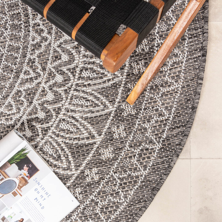 In- & Outdoor Teppich Rund - Summer Azteca Grau - 3