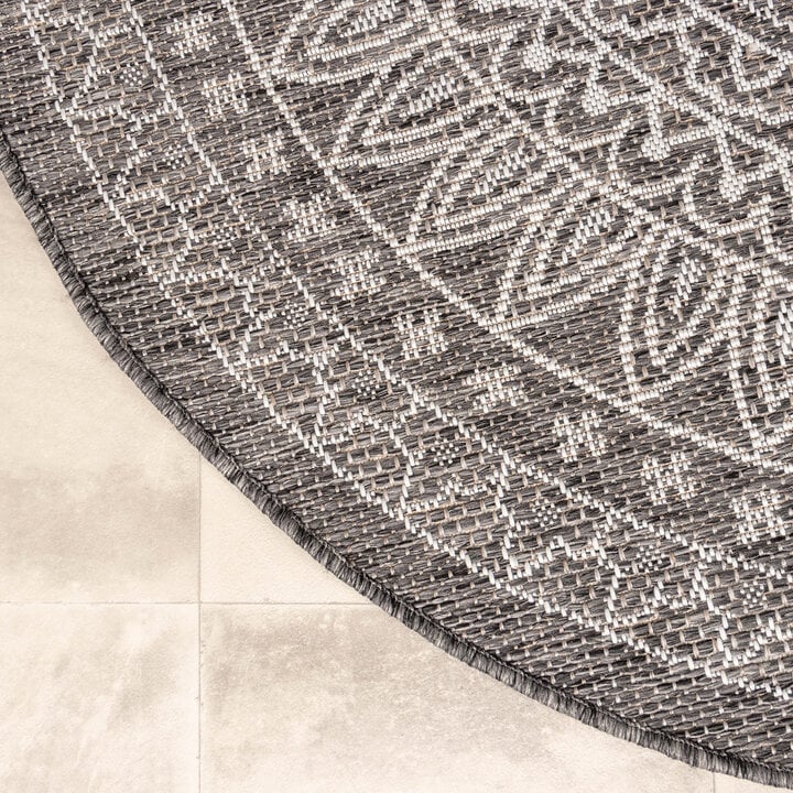 In- & Outdoor Teppich Rund - Summer Azteca Grau - 6