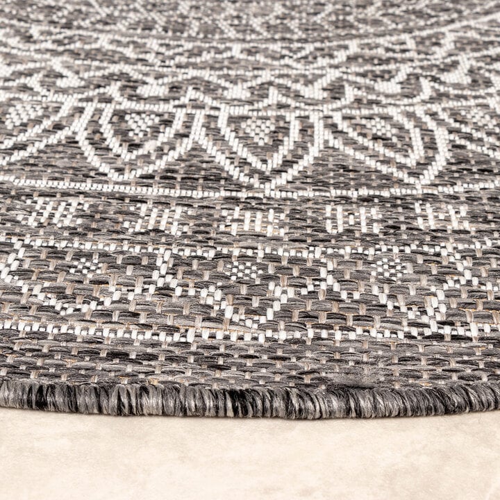 In- & Outdoor Teppich Rund - Summer Azteca Grau - 7
