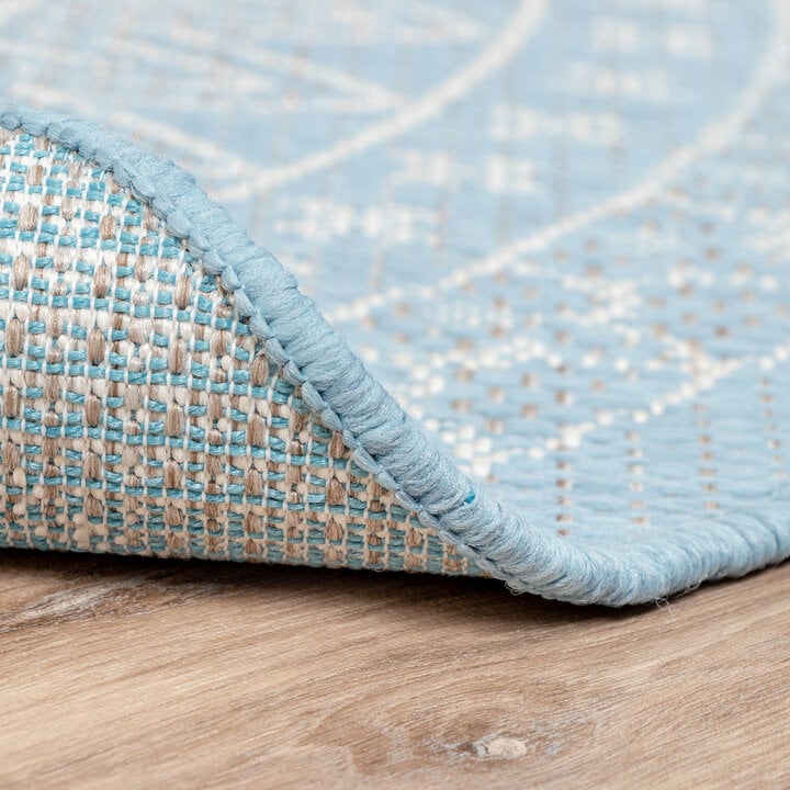 In- & Outdoor Teppich Rund - Summer Azteca Hellblau - 6