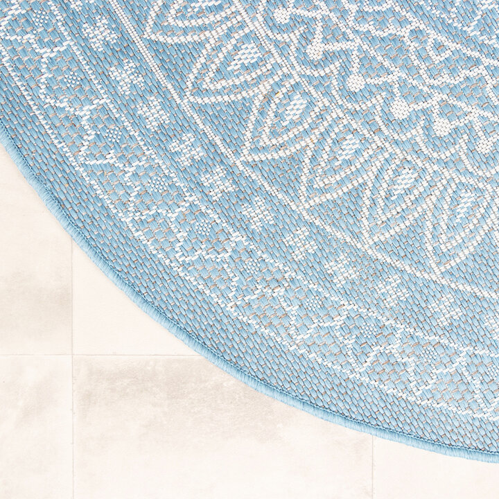 In- & Outdoor Teppich Rund - Summer Azteca Hellblau - 7
