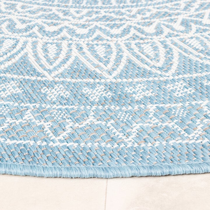 In- & Outdoor Teppich Rund - Summer Azteca Hellblau - 8