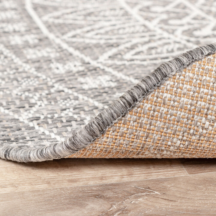 In- & Outdoor Teppich Rund - Summer Azteca Hellgrau - 5