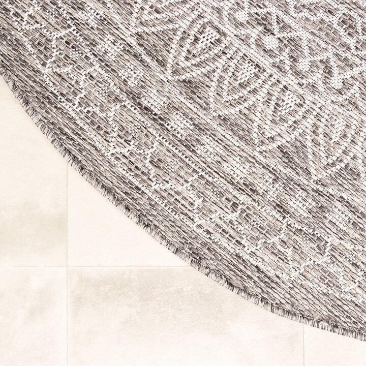 In- & Outdoor Teppich Rund - Summer Azteca Hellgrau - 6