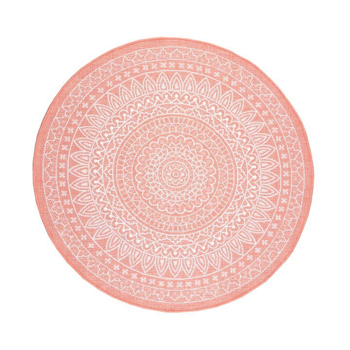 In- & Outdoor Teppich Rund - Summer Azteca Rosa - 1