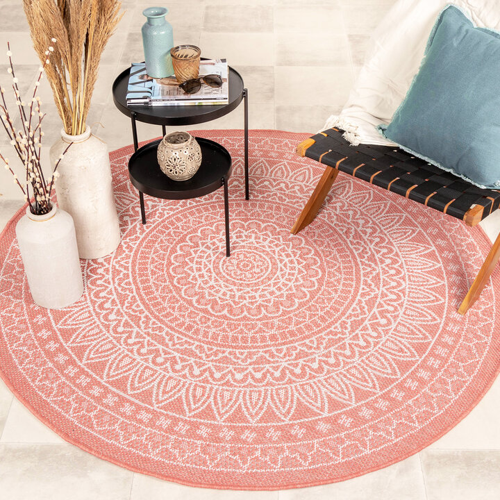 In- & Outdoor Teppich Rund - Summer Azteca Rosa - 3