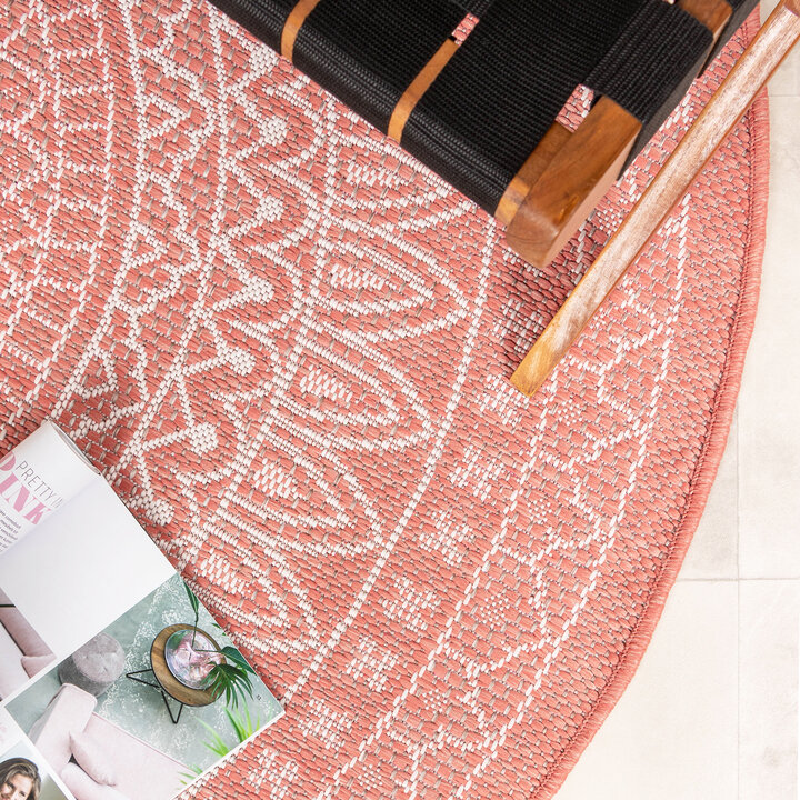In- & Outdoor Teppich Rund - Summer Azteca Rosa - 4