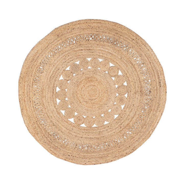 Jute Teppich Rund - Fair Rotan Natur - 1