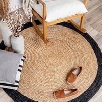 Jute Teppich Rund - Fair Natur Schwarz