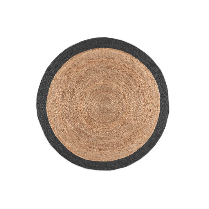 Jute Teppich Rund - Fair Natur Schwarz - 1
