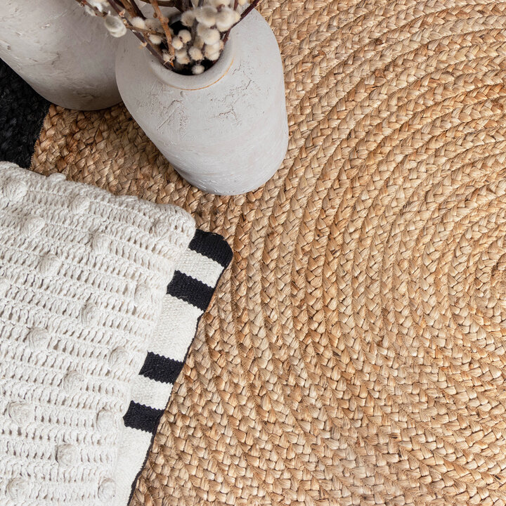 Jute Teppich Rund - Fair Natur Schwarz - 6