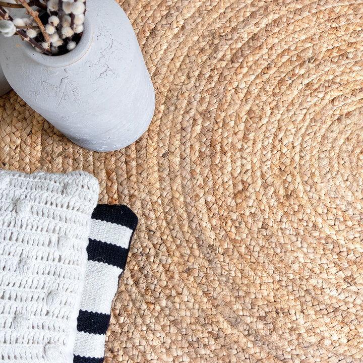 Jute Teppich Rund - Fair Natur Weiß - 4