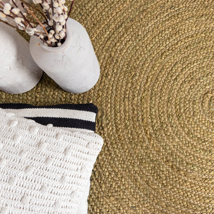 Jute Teppich Rund - Fair Grün - 4
