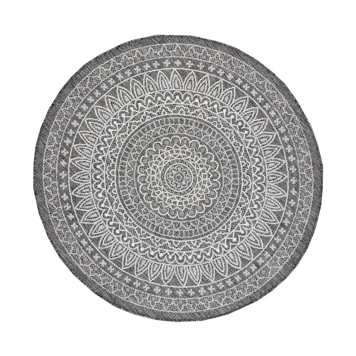 In- & Outdoor Teppich Rund - Summer Azteca Grau - 1