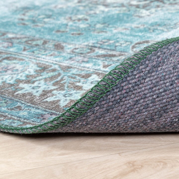 Teppich Vintage - Estate Medaillon Blau Grün - 8