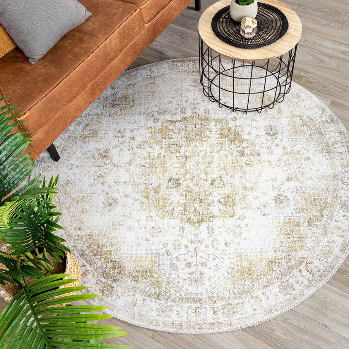 Teppich Vintage Rund - Lago Grün Creme - 3