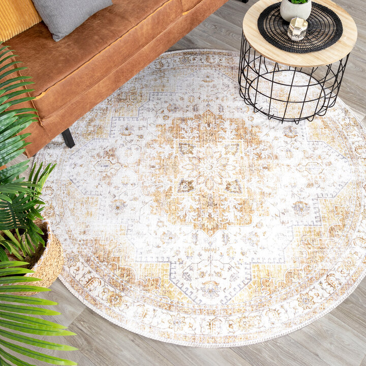 Teppich Vintage Rund - Lago Gelb - 3
