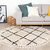 Teppich Hochflor Rund - Grand Lines Weave Creme Schwarz - thumbnail
