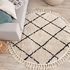 Teppich Hochflor Rund - Grand Lines Weave Creme Schwarz - thumbnail 3