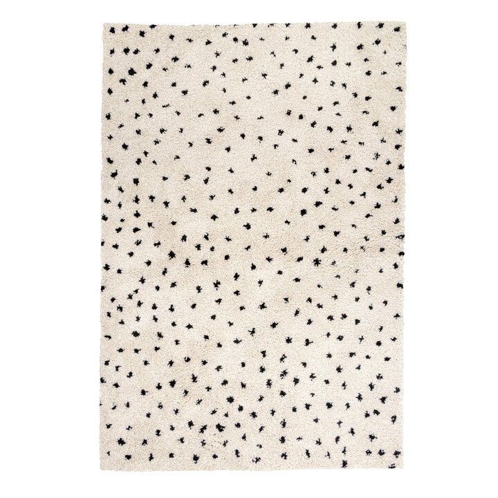 Teppich Hochflor - Grand Dots Creme Schwarz - 1