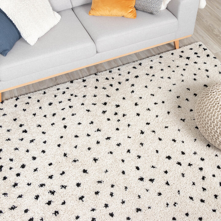 Teppich Hochflor - Grand Dots Creme Schwarz - 3
