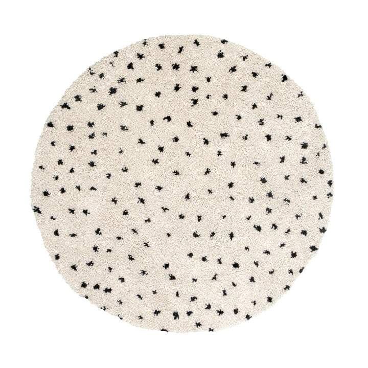 Teppich Hochflor Rund - Grand Dots Creme Schwarz - 1