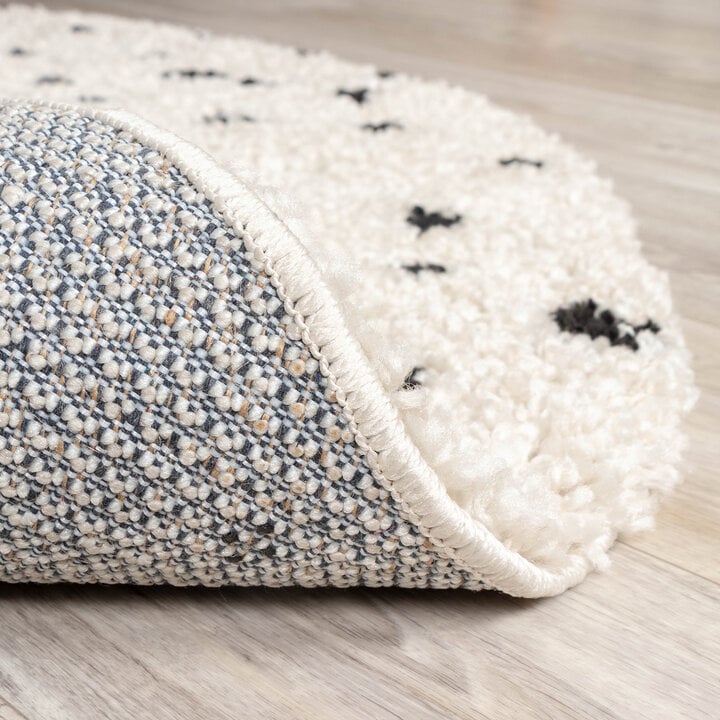 Teppich Hochflor Rund - Grand Dots Creme Schwarz - 6