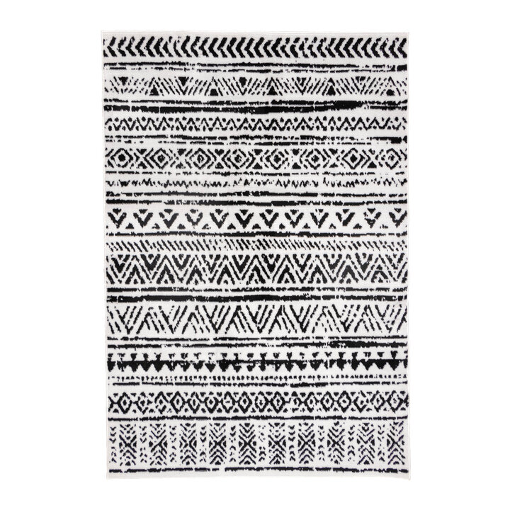 Skandinavische Teppich - Scandi Geo Schwarz Weiß - 1