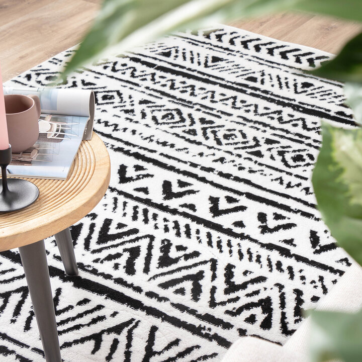 Skandinavische Teppich - Scandi Geo Schwarz Weiß - 4