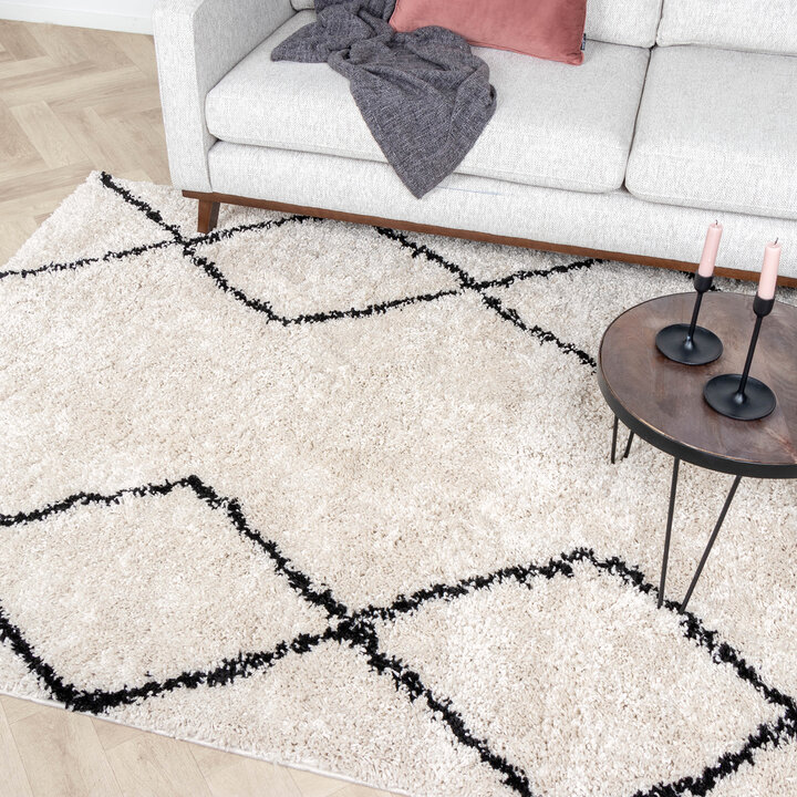 Teppich Hochflor - Sensa Double Creme Schwarz - 3