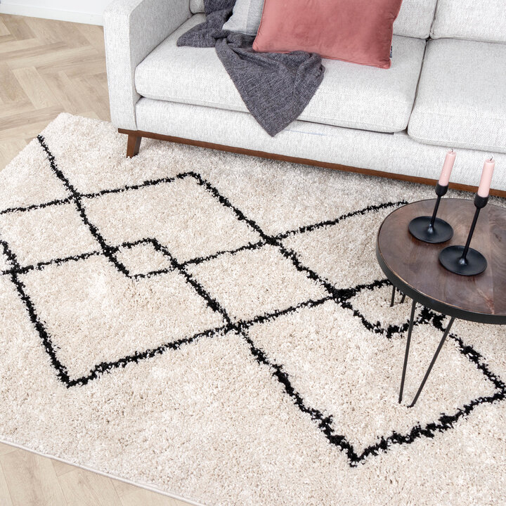 Teppich Hochflor - Sensa Pair Creme Schwarz - 3