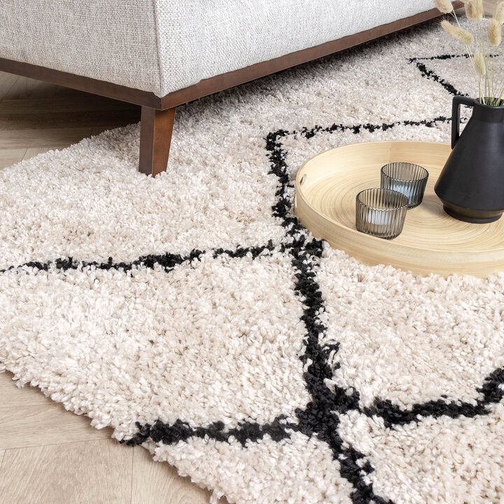 Teppich Hochflor - Sensa Pair Creme Schwarz - 4