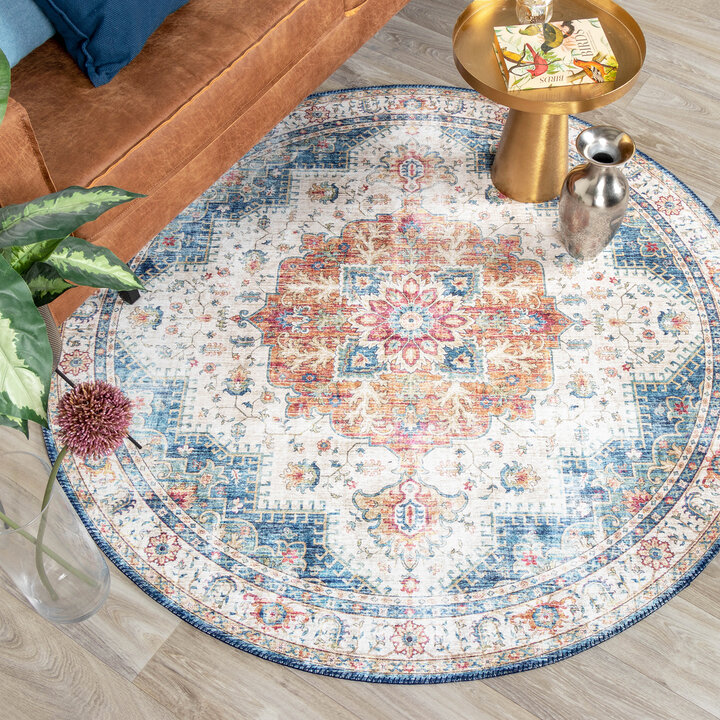 Teppich Vintage Rund - Azara Hellblau - 3