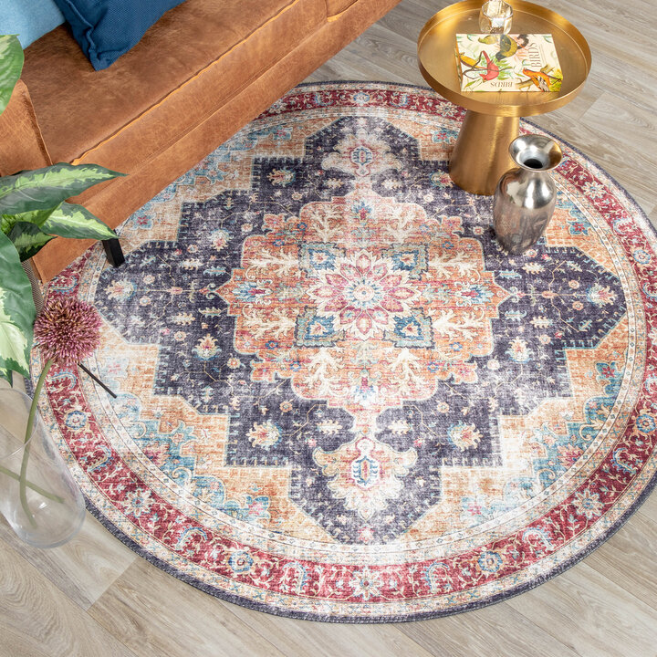 Teppich Vintage Rund - Azara Blau Rot - 3