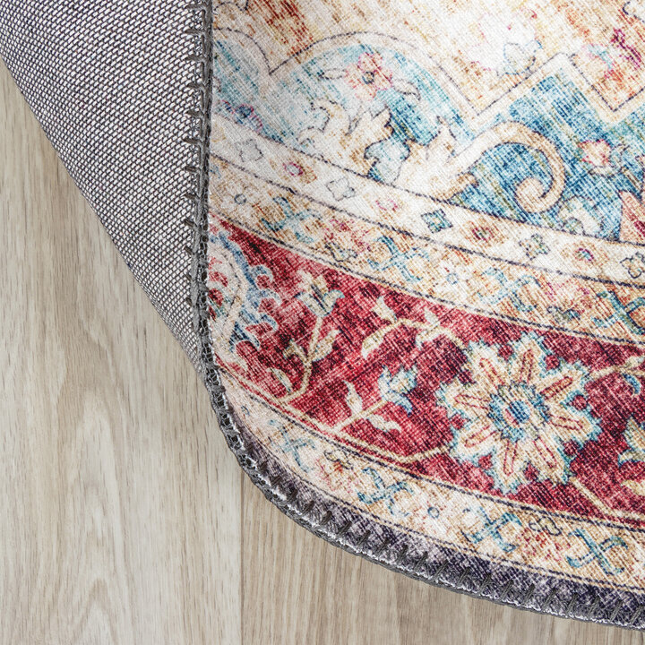 Teppich Vintage Rund - Azara Blau Rot - 6