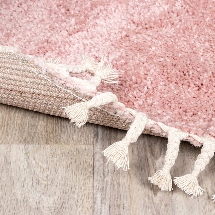 Teppich Hochflor Rund - Lofty Fringe Rosa - 6