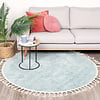 Teppich Hochflor Rund - Lofty Fringe Hellblau Türkis - thumbnail