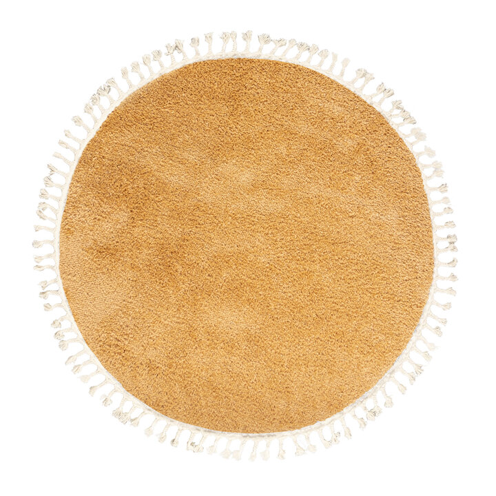 Teppich Hochflor Rund - Lofty Fringe Gelb - 1