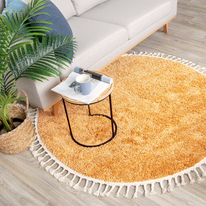 Teppich Hochflor Rund - Lofty Fringe Gelb - 3