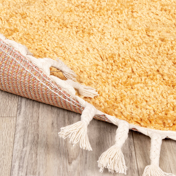 Teppich Hochflor Rund - Lofty Fringe Gelb - 6