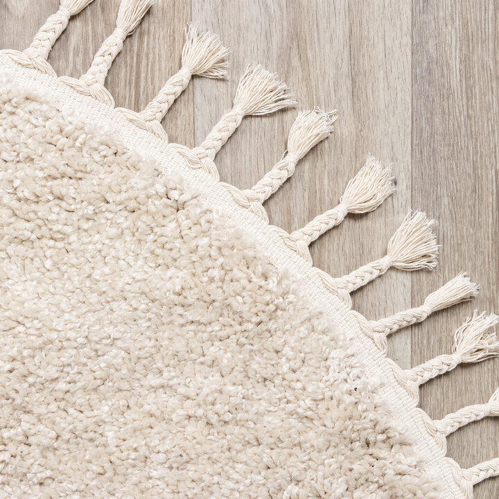 Teppich Hochflor Rund - Lofty Fringe Creme Weiß - 4