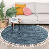 Teppich Hochflor Rund - Lofty Fringe Blau - thumbnail
