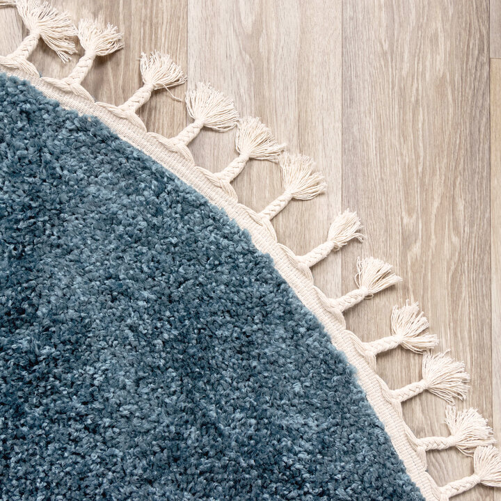 Teppich Hochflor Rund - Lofty Fringe Blau - 5