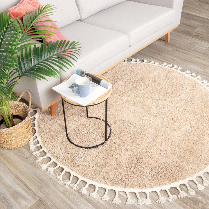 Teppich Hochflor Rund - Lofty Fringe Beige - 3