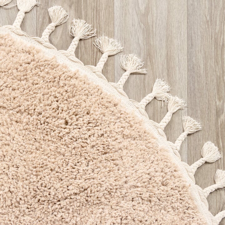 Teppich Hochflor Rund - Lofty Fringe Beige - 5