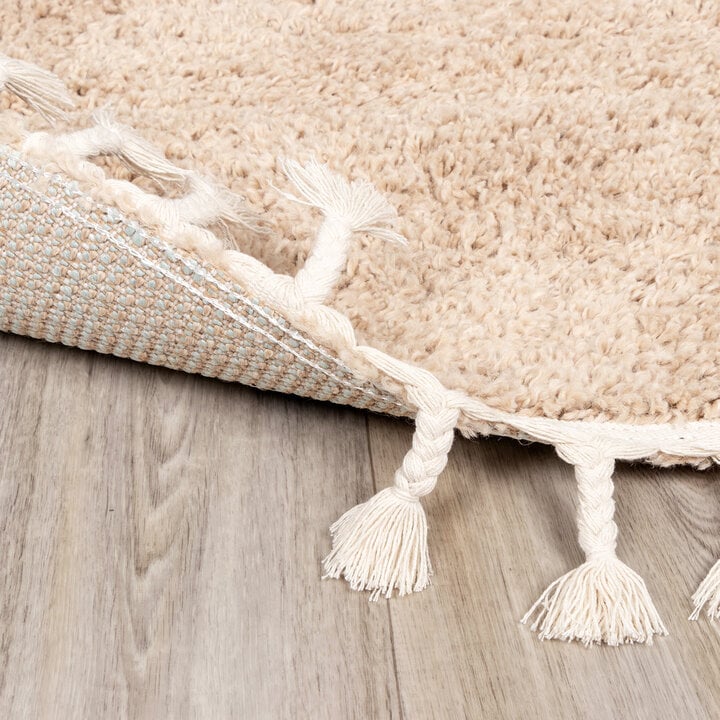 Teppich Hochflor Rund - Lofty Fringe Beige - 6