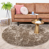 Hochflor Teppich Rund - Glazy Taupe Braun - thumbnail